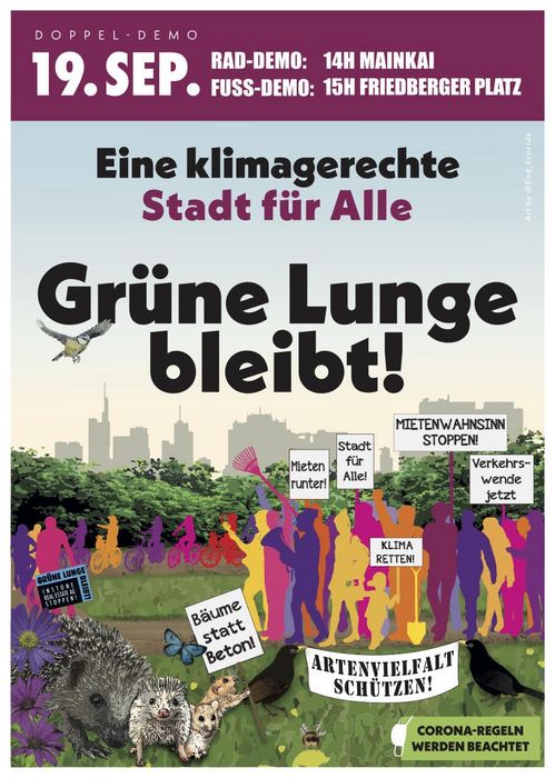 Einladung zur Doppeldemo: Eine klimagerechte Stadt  für Alle. Grüne Lunge bleibt!